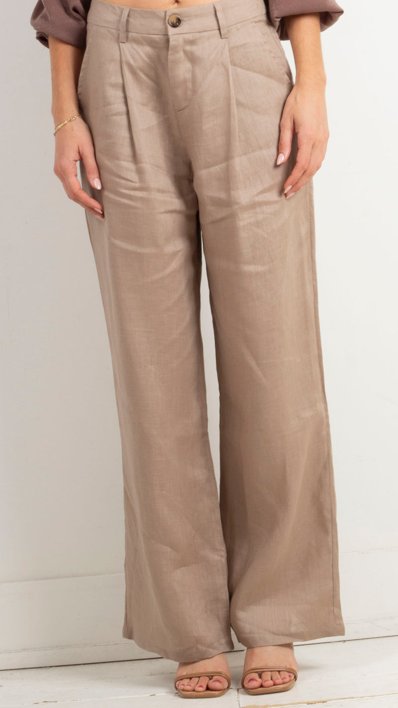 Marni Linen Pleated Pants - Taupe