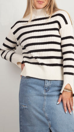 Sunday Stripe Sweater - Ivory/Black