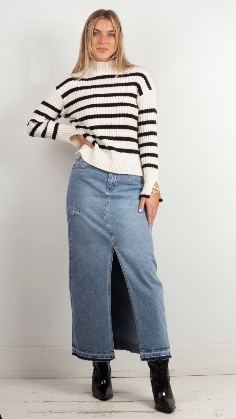 Sunday Stripe Sweater - Ivory/Black