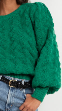 Bridget Texture Wave Sweater - Emerald