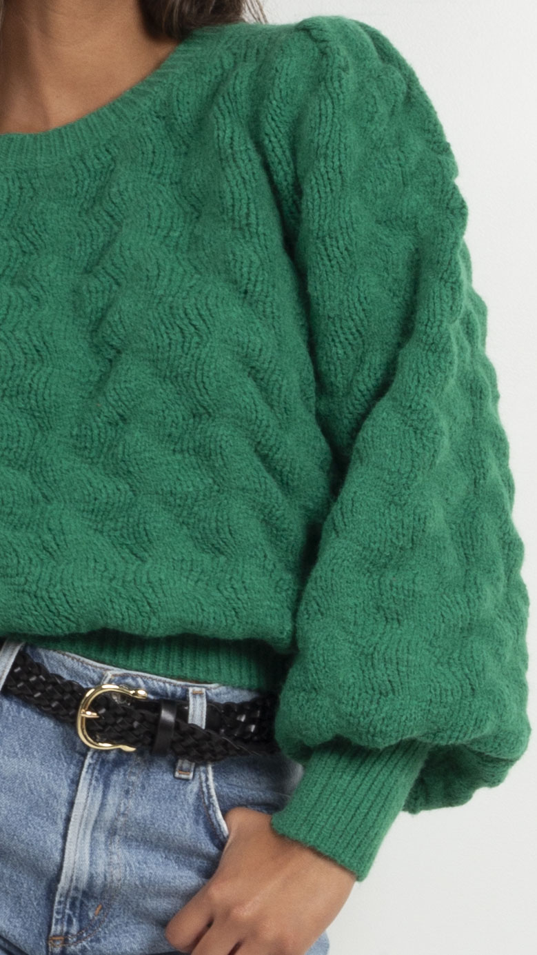 Bridget Texture Wave Sweater - Emerald