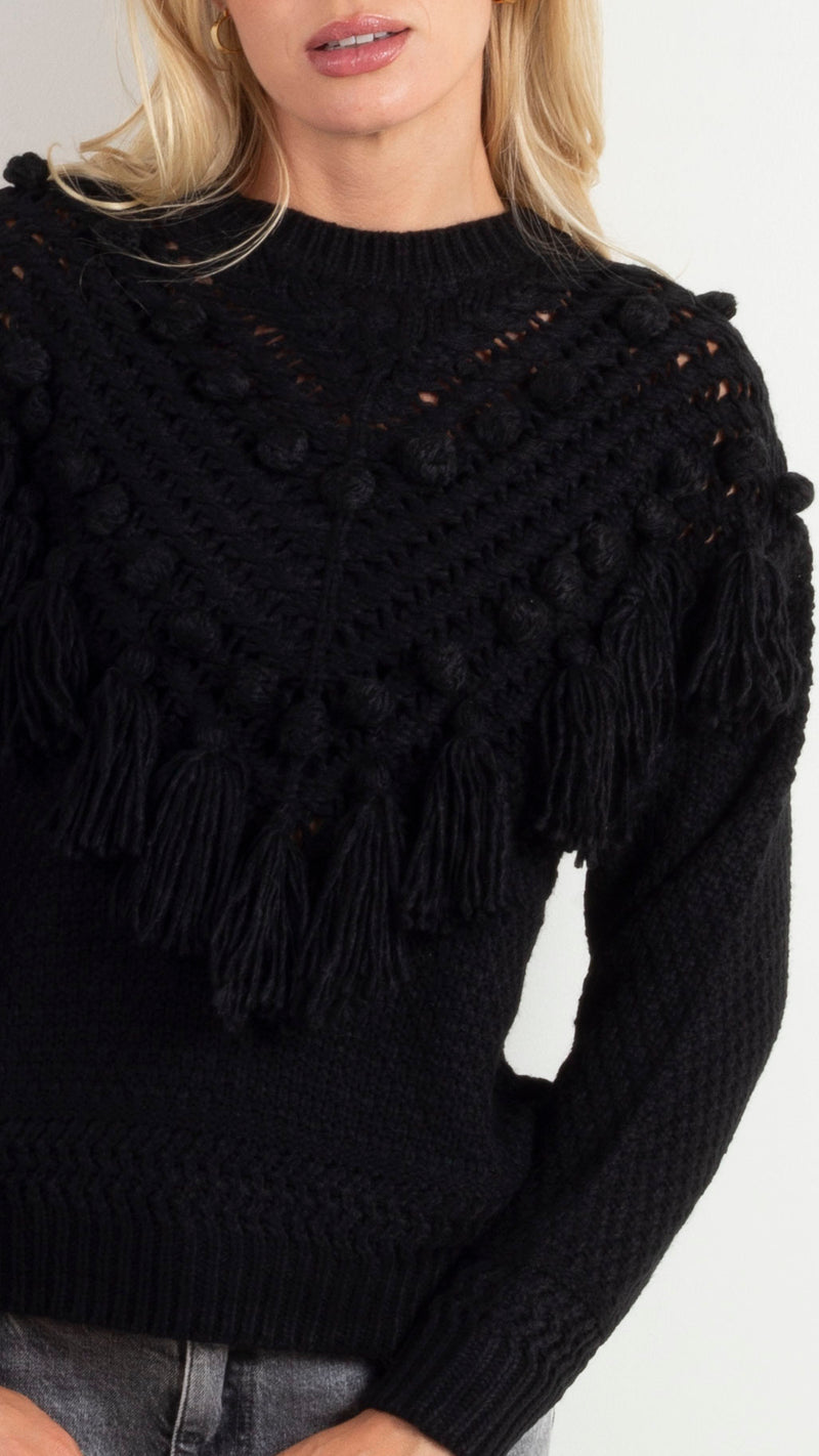 Taylor Tassel Sweater - Black