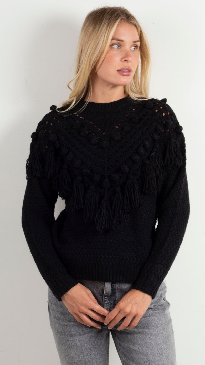 Taylor Tassel Sweater - Black