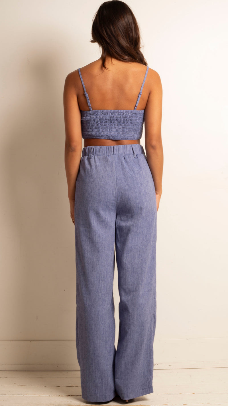 Millie Crop Tank & Trouser Set - Blue