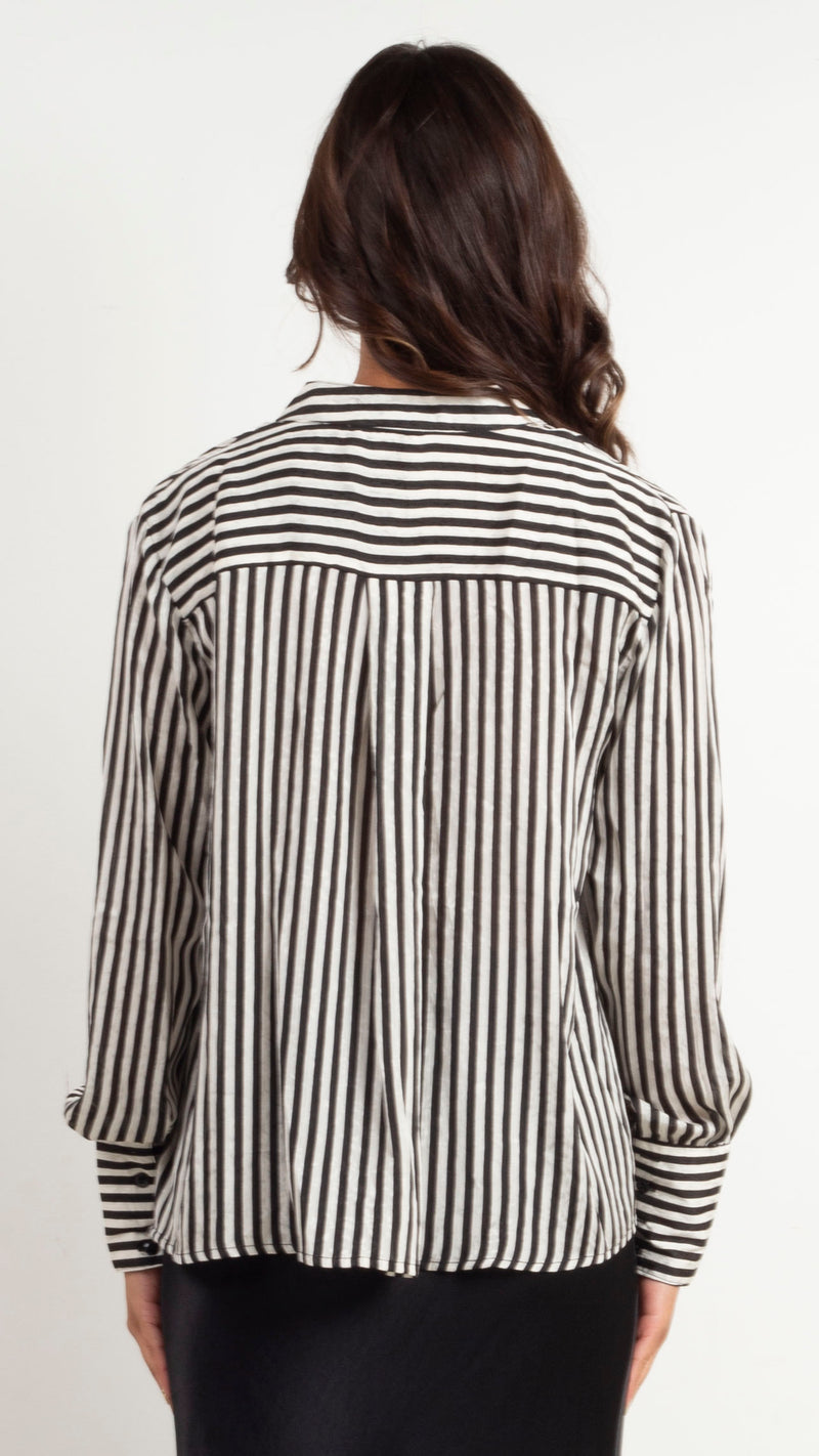 Wynona Stripe Blouse - Black/White