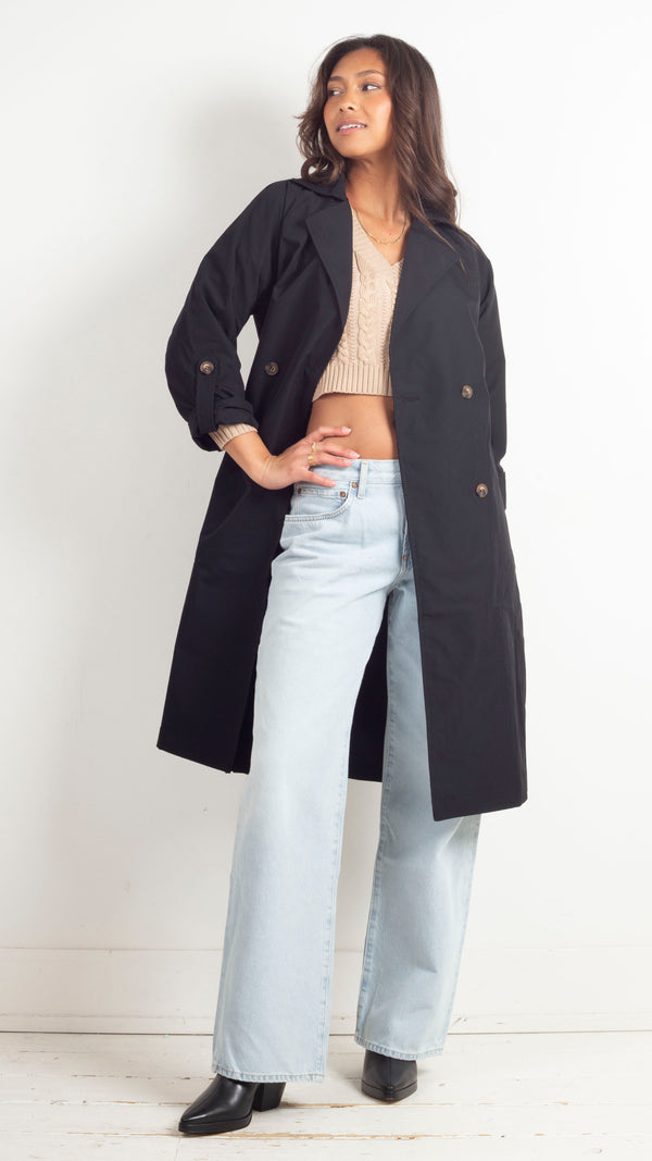 Jackie Classic Trench Coat - Black
