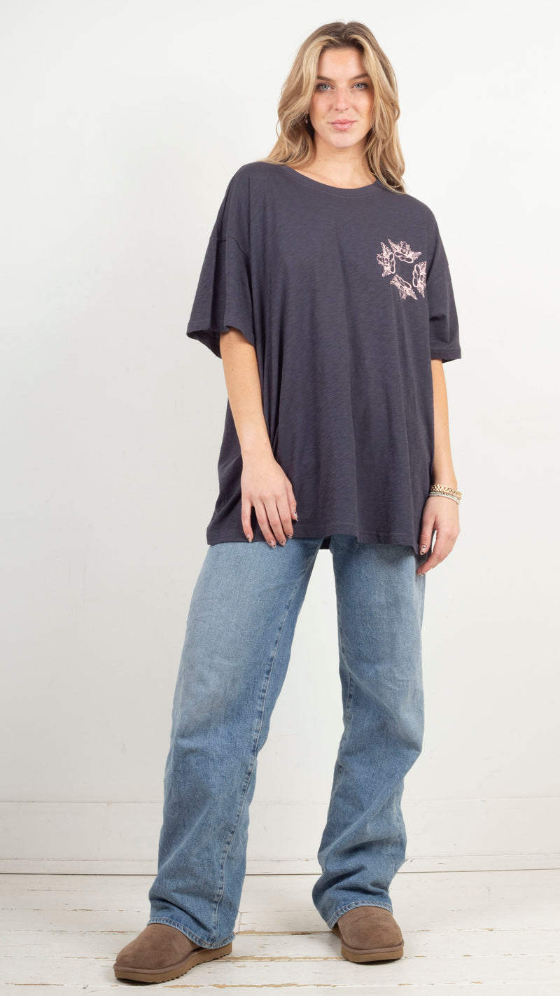 Up In Smoke BF Tee - Charcoal