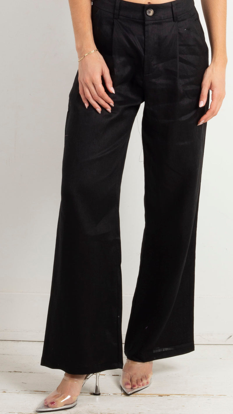 Marni Linen Pleated Pants - Black