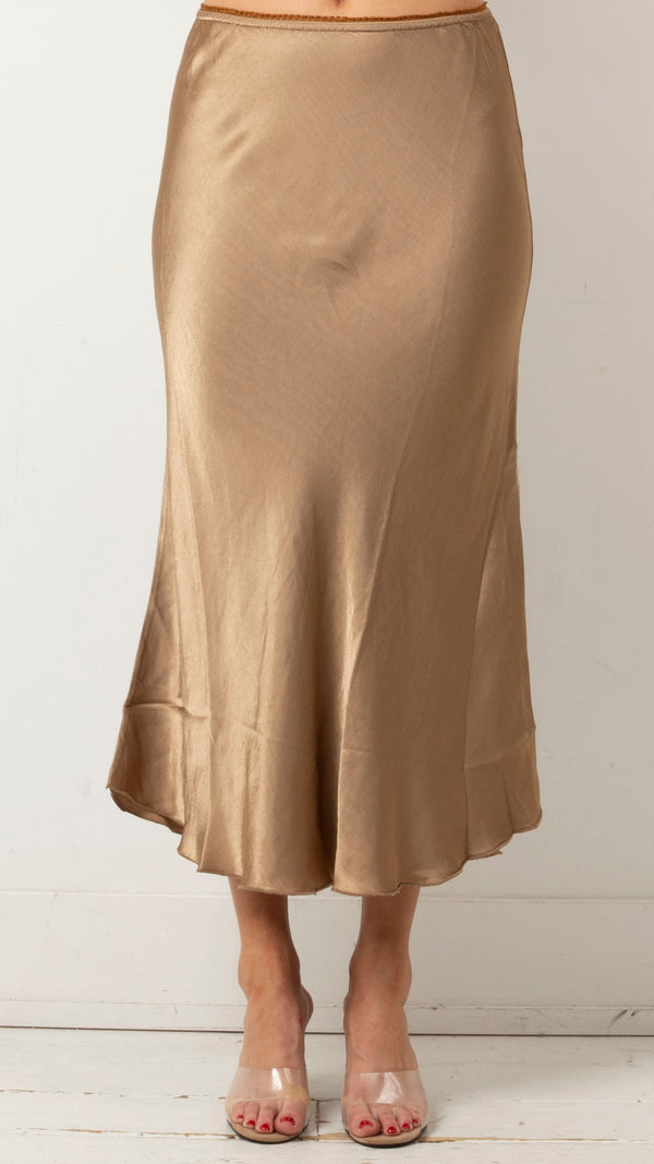 Lillian Silky Midi Skirt - Gold