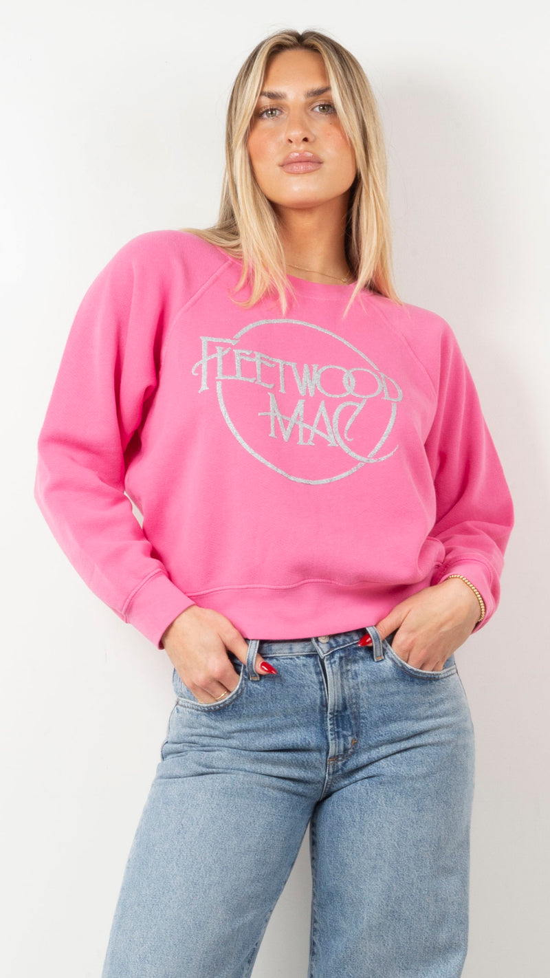 Fleetwood Mac Circle Logo Raglan Crew - Pink Rouge