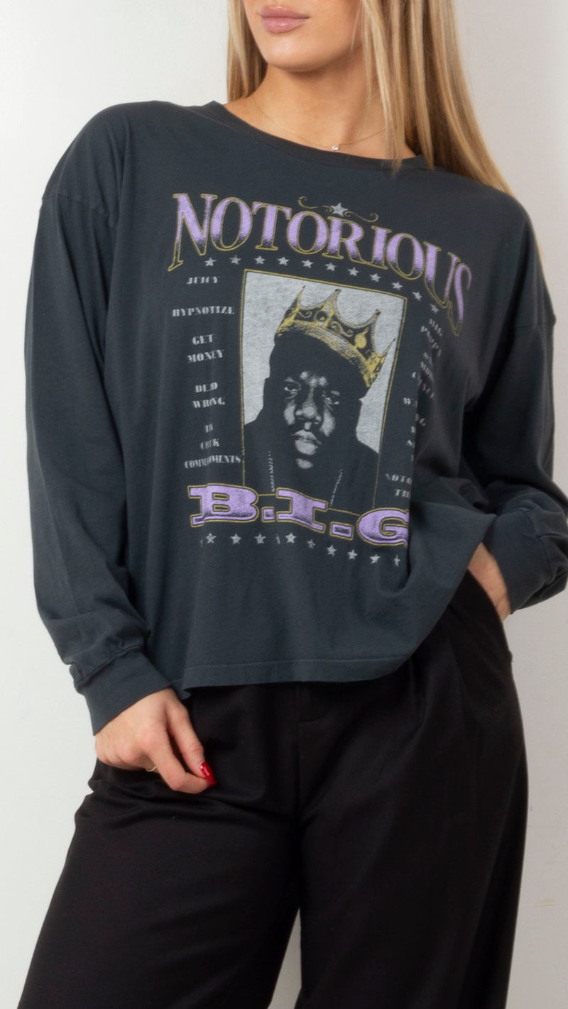 Notorious B.I.G Long Sleeve Merch Tee - Vintage Black