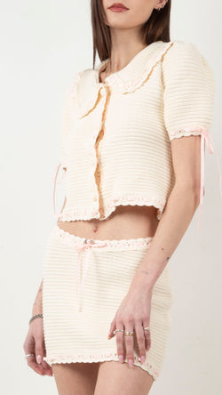 Kelsey Crochet Mini Skirt - Cream
