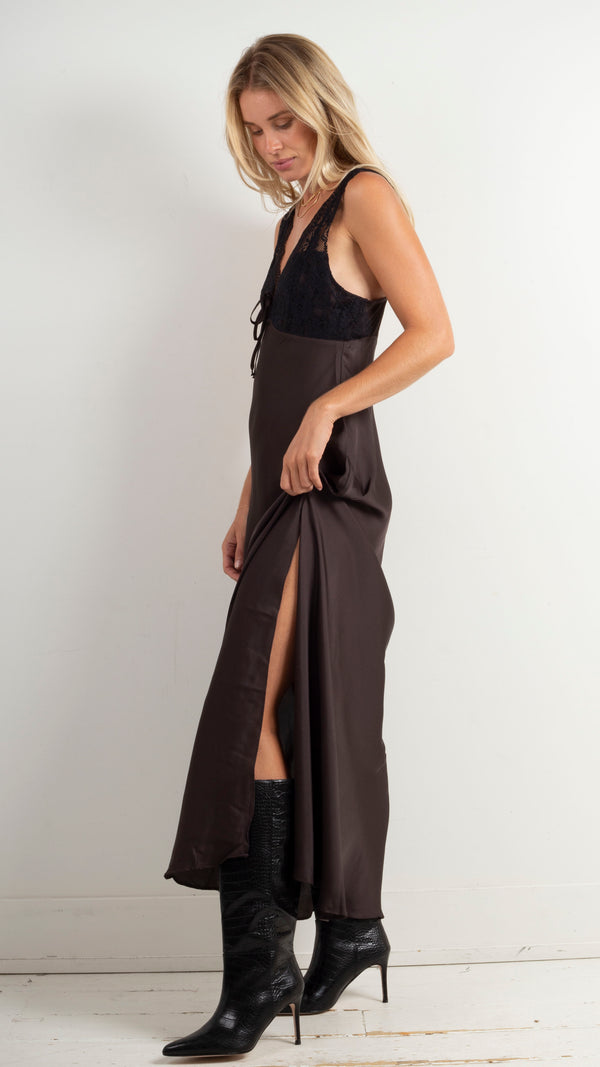 Country Side Maxi Slip - Hot Fudge
