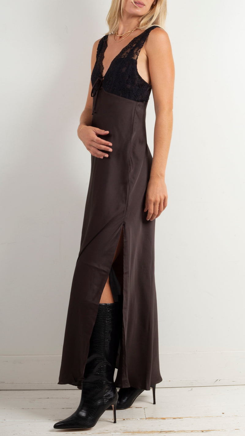 Country Side Maxi Slip - Hot Fudge