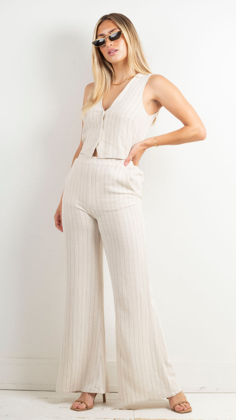 Gigi II Vest - Natural Pinstripe