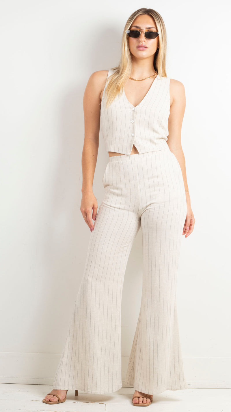 Gigi II Vest - Natural Pinstripe