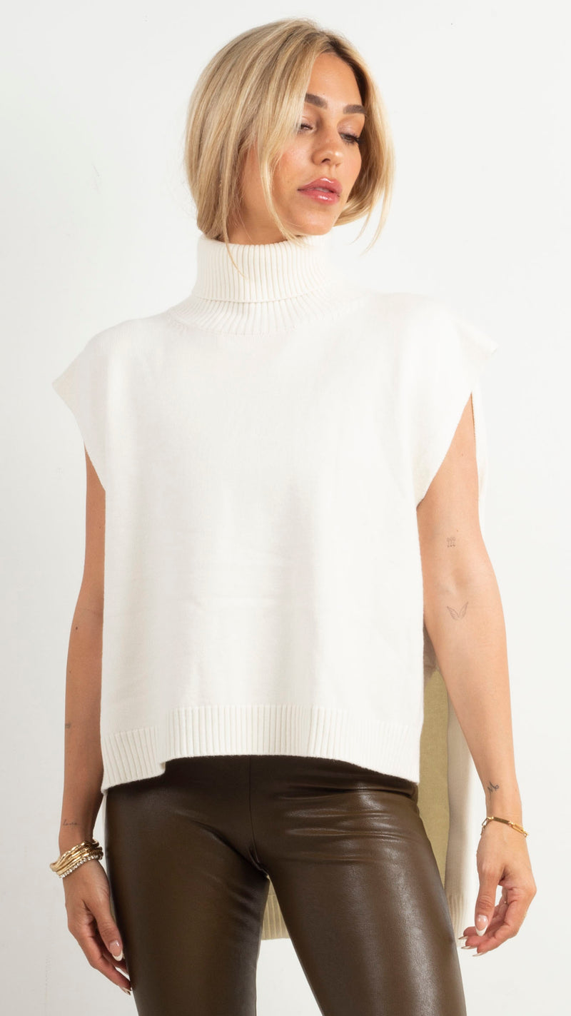 Jane Boxy Sleeveless Turtleneck - Coconut  Milk