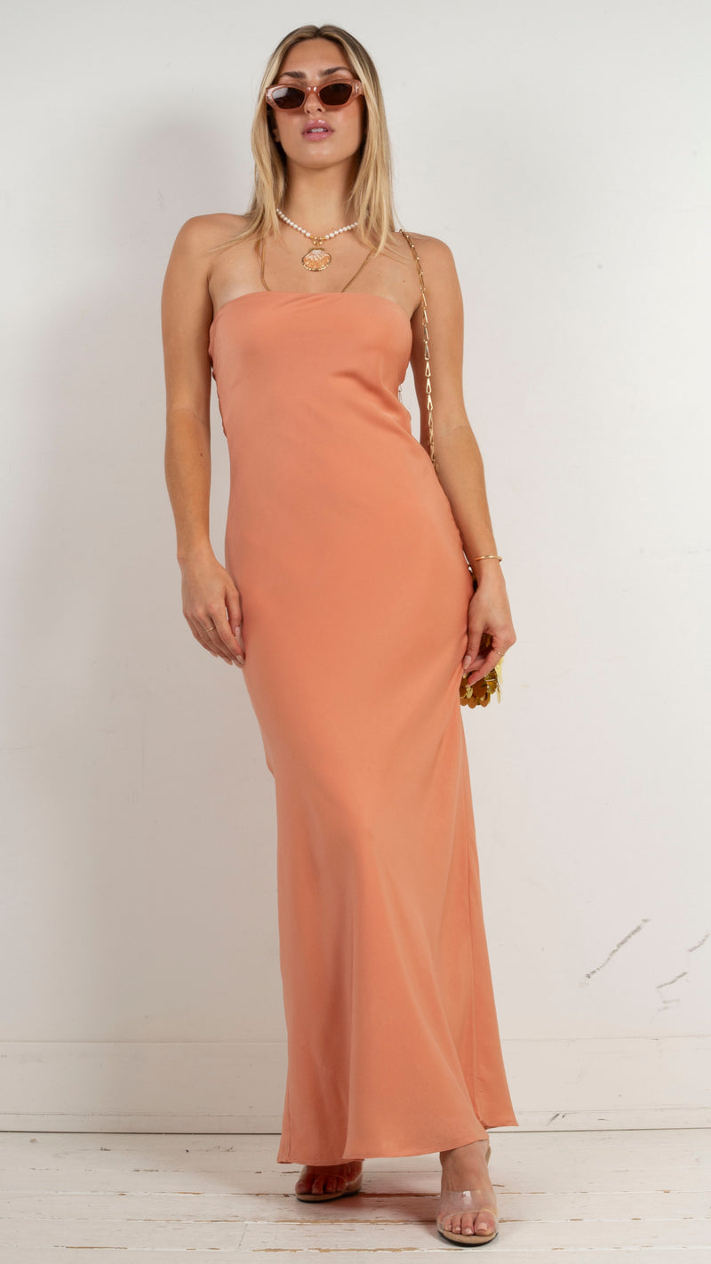 Aria Tie Back Strapless Maxi - Canyon