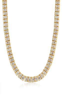 The Triple Crystal Tennis Necklace- Gold