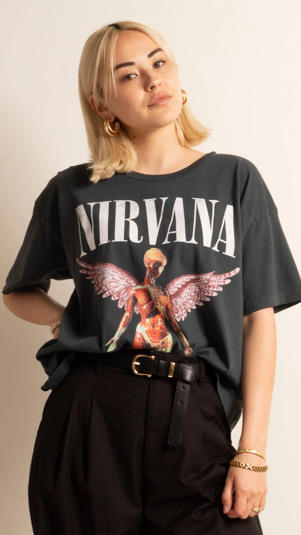 Nirvana In Utero Cover Merch Tee - Vintage Black