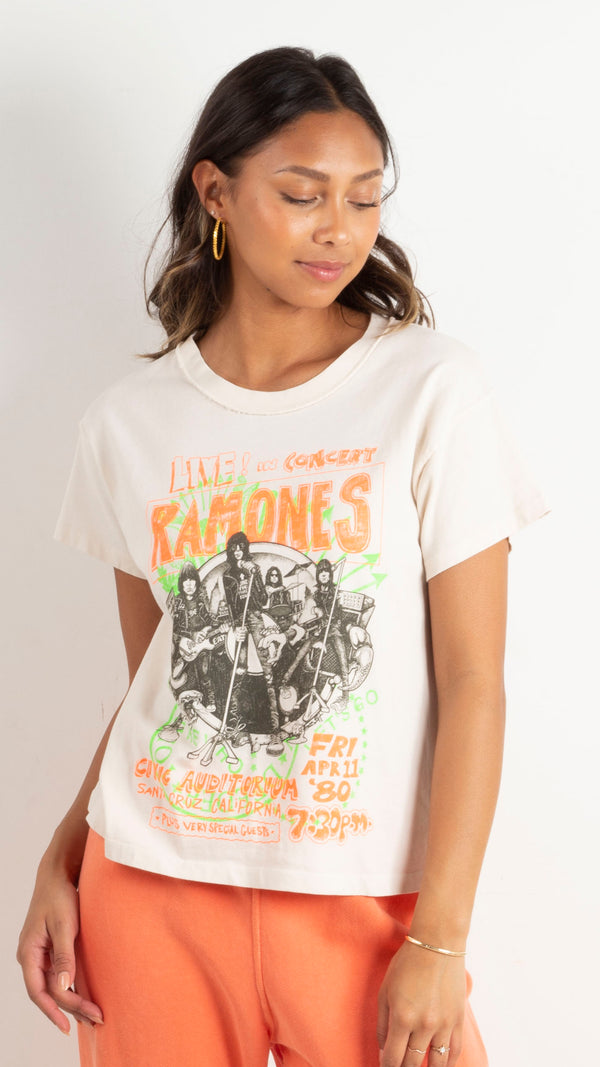 Ramones Civic Auditorium Reverse GF Tee - Dirty White