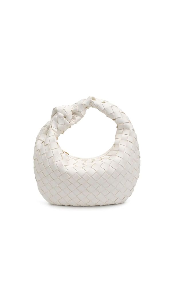 Woven Knot Clutch - White