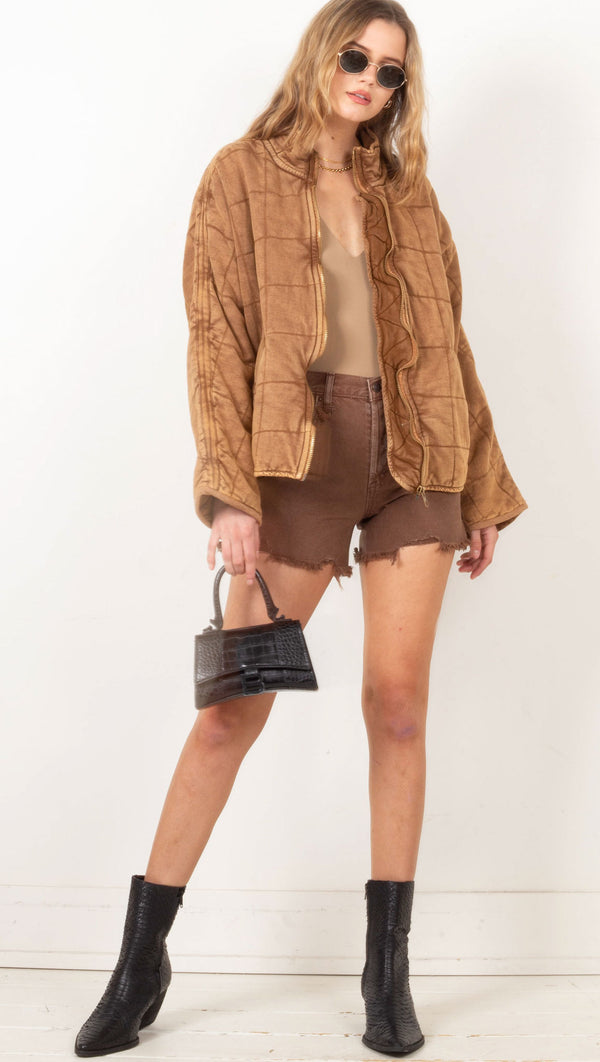 brown quilted jacket 