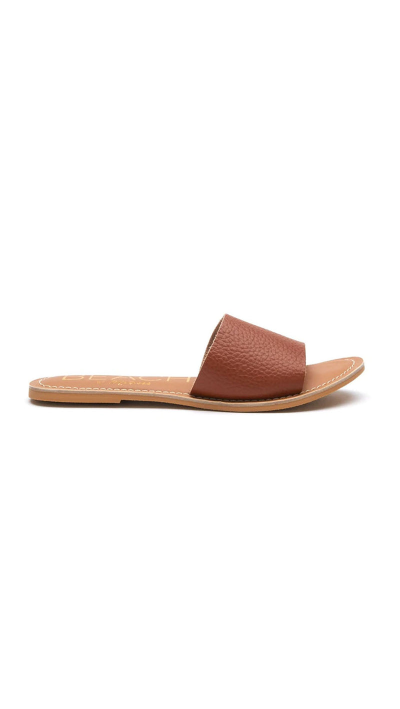 brown leather slide sandals 