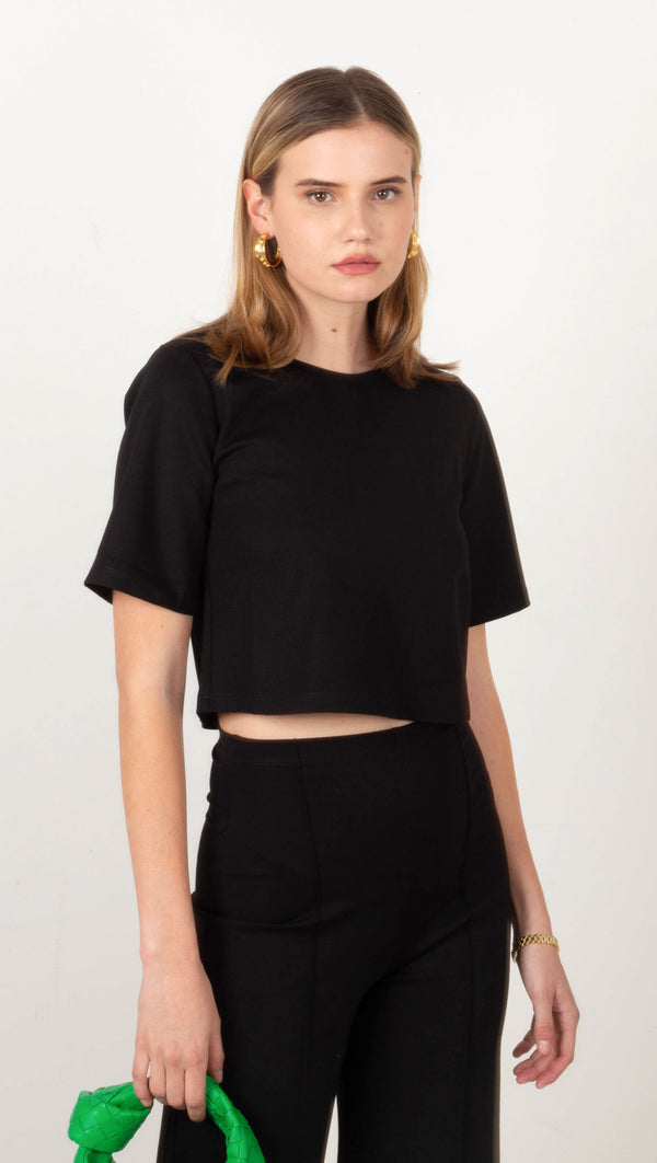 black crop short sleeve shirt 
