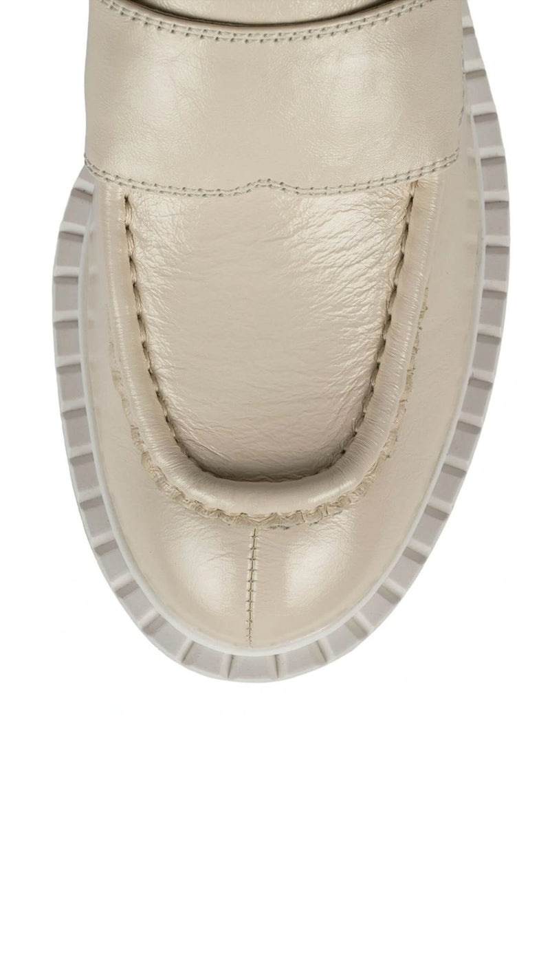 Librarian Platform Loafer - Ivory Patent