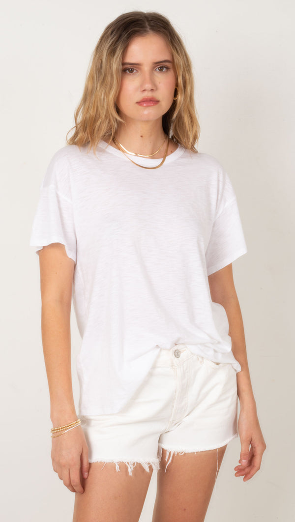 Drop Shoulder Round Neck Tee - Off White