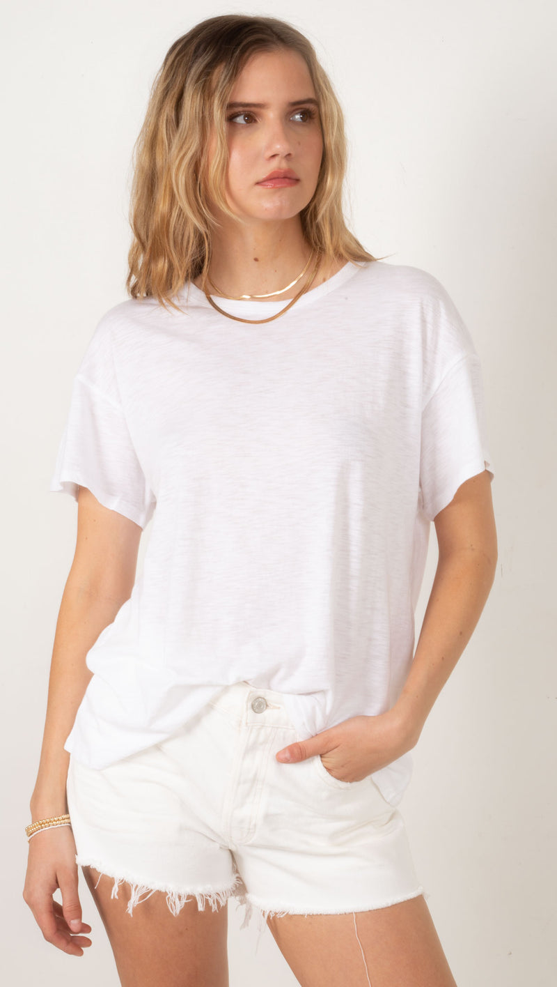 Drop Shoulder Round Neck Tee - Off White