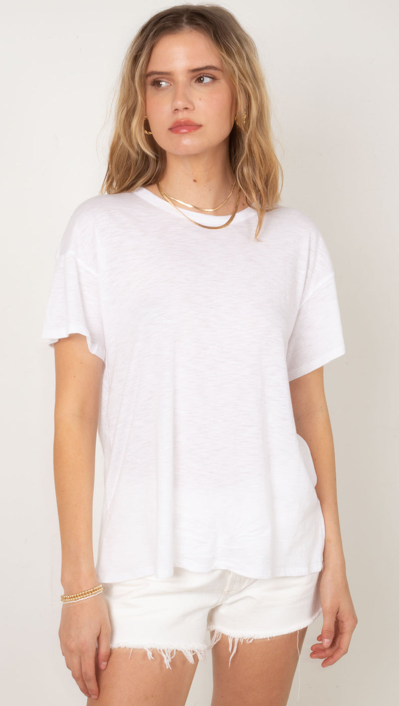 Drop Shoulder Round Neck Tee - Off White