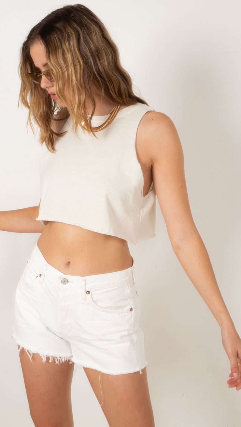 Oversized Crop Muscle Tank - Vanilla – Van De Vort