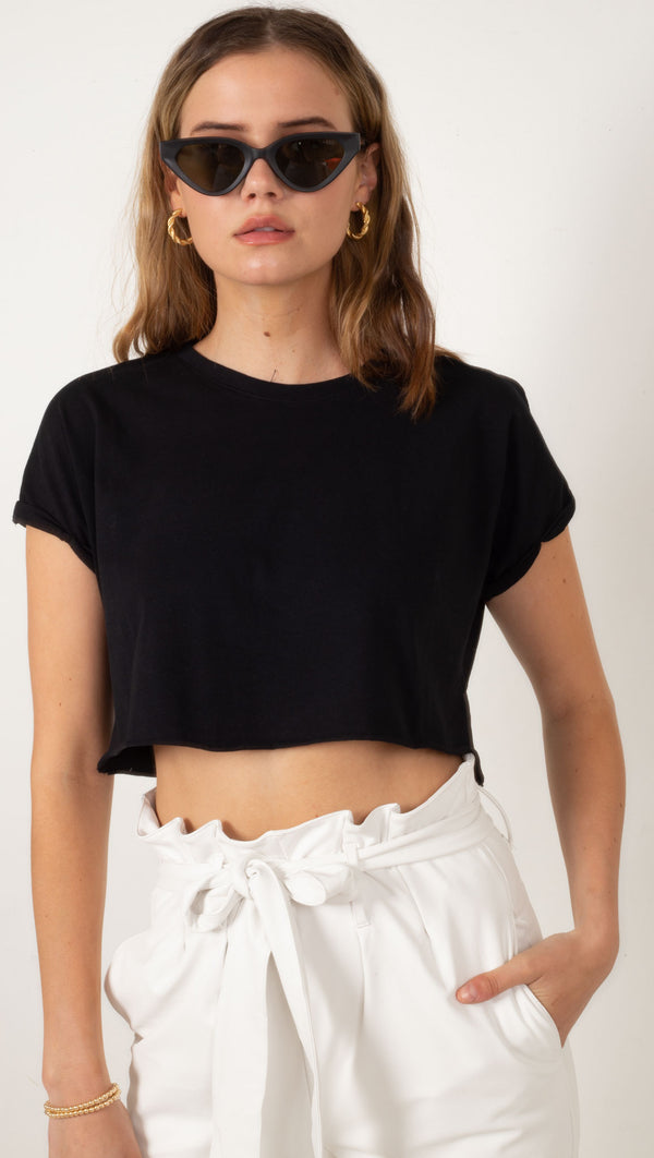 Baby Crop Tee - BLACK