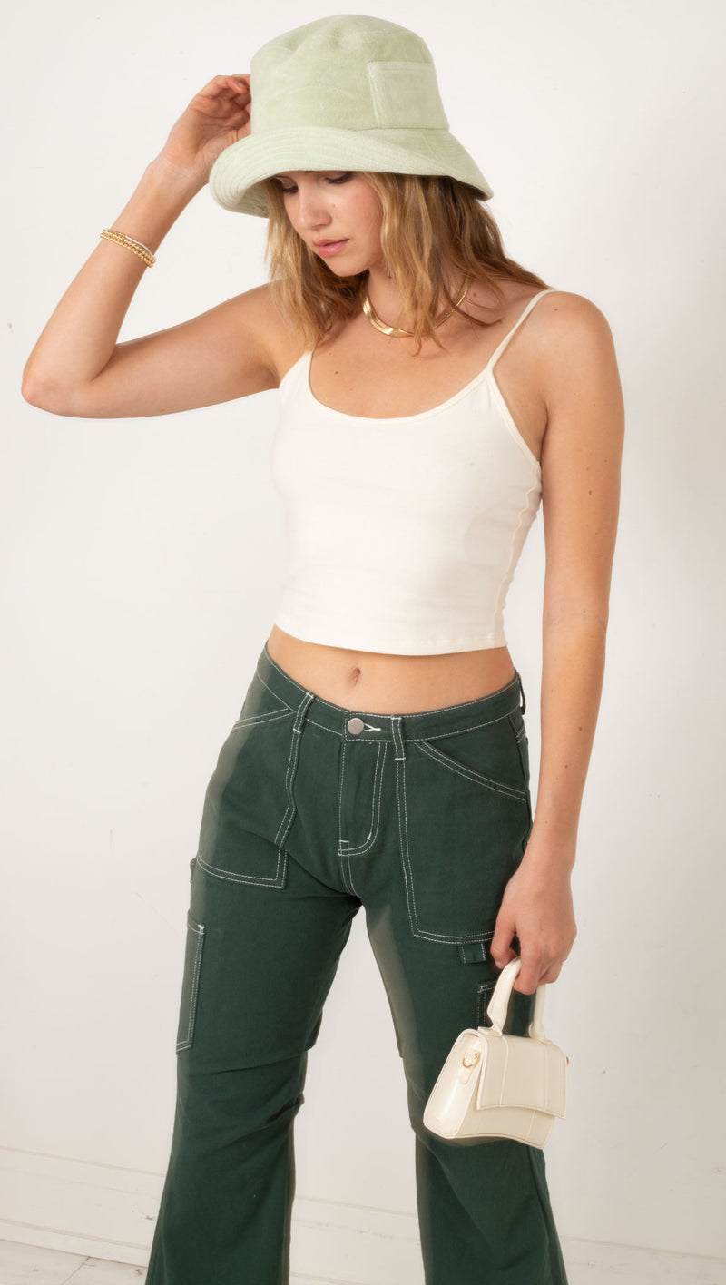 Spaghetti Strap Fitted Crop Top