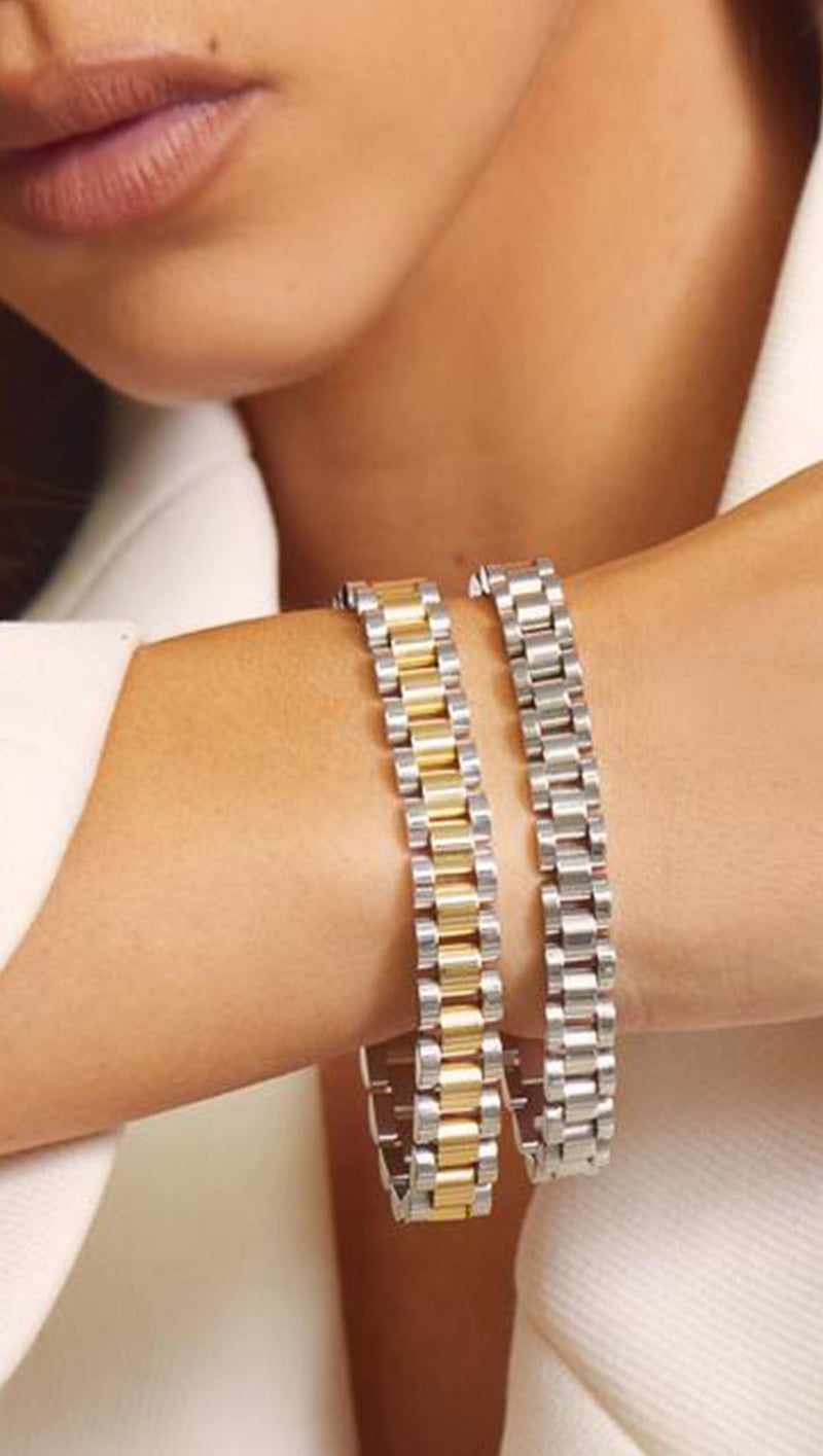 Two-Toned Timepiece Bracelet - Gold/Silver