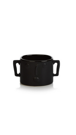 Zodax Black Small Planter Vase With Modern Face and Side Handles