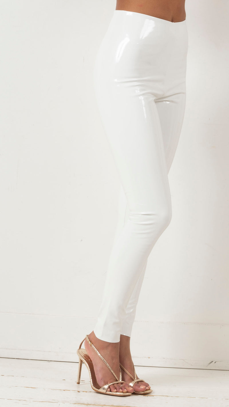 Faux Patent Leather Legging - White – Van De Vort