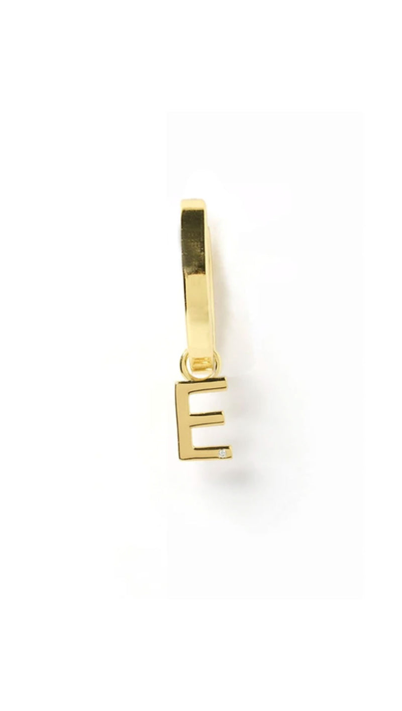 Initial Gold Charm Earring - Gold/Single