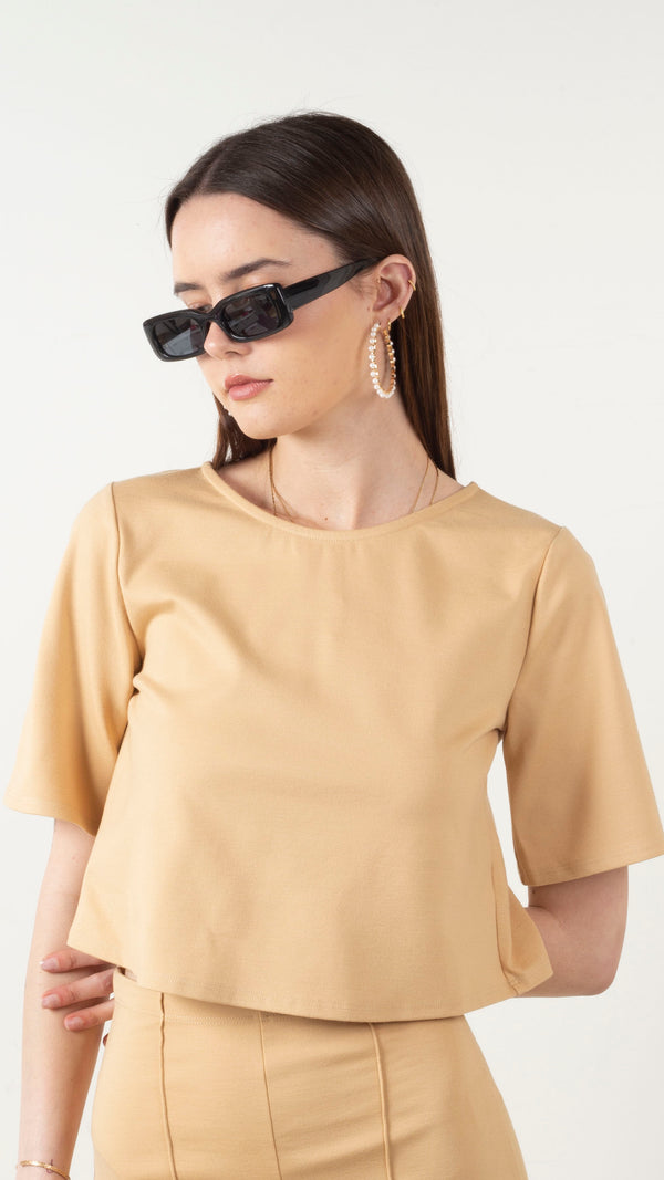 RIPLEY-RADER-PONTE-KNIT-SHORT-SLEEVE-TOP-WHEAT