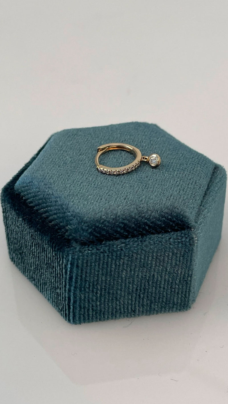 Shaker Diamond Single Huggie - 14KY