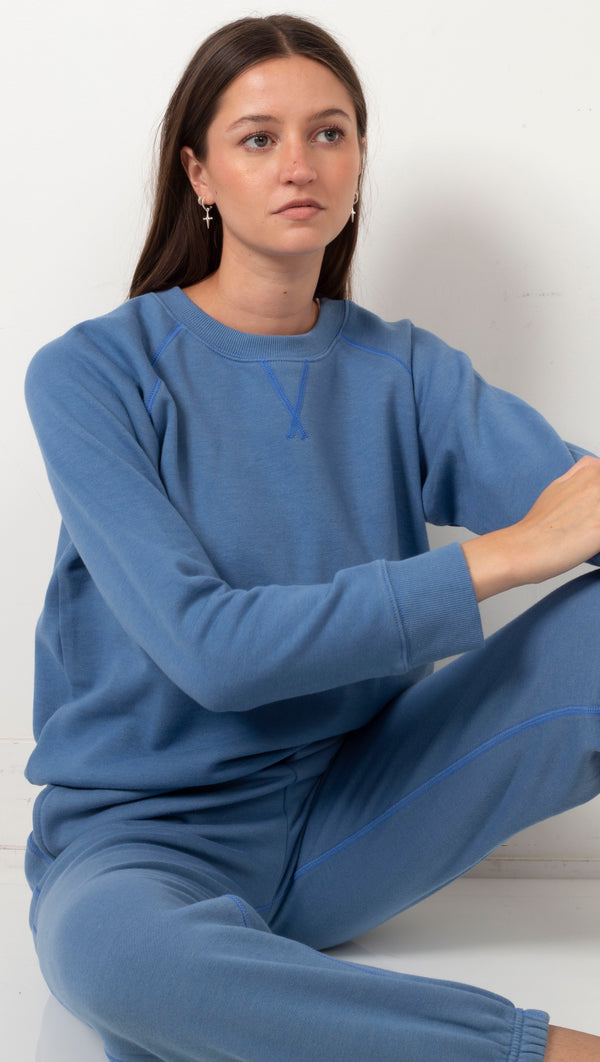 RICHER-POORER-RECYCLED-FLEECE-SWEATSHIRT-V-OVERDYED-BLUE