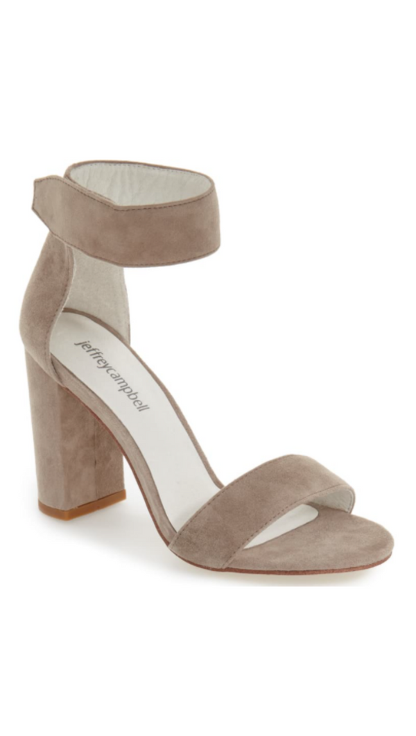 Jeffrey Campbell Taupe Suede Simple Strap Heels