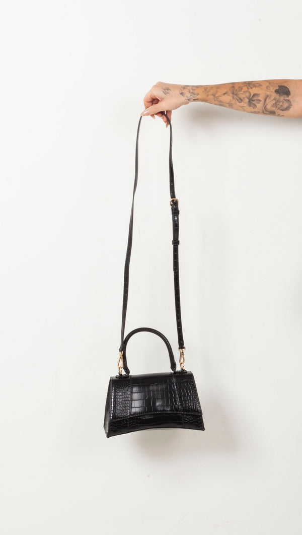 Delilah Handle Bag - Black Vegan Leather