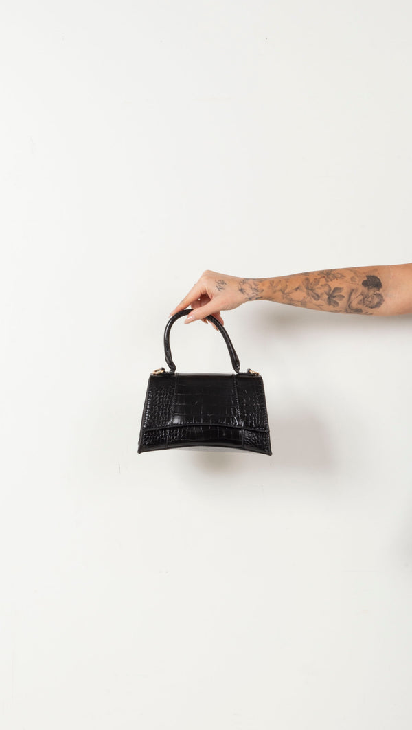 Delilah Handle Bag - Black Vegan Leather