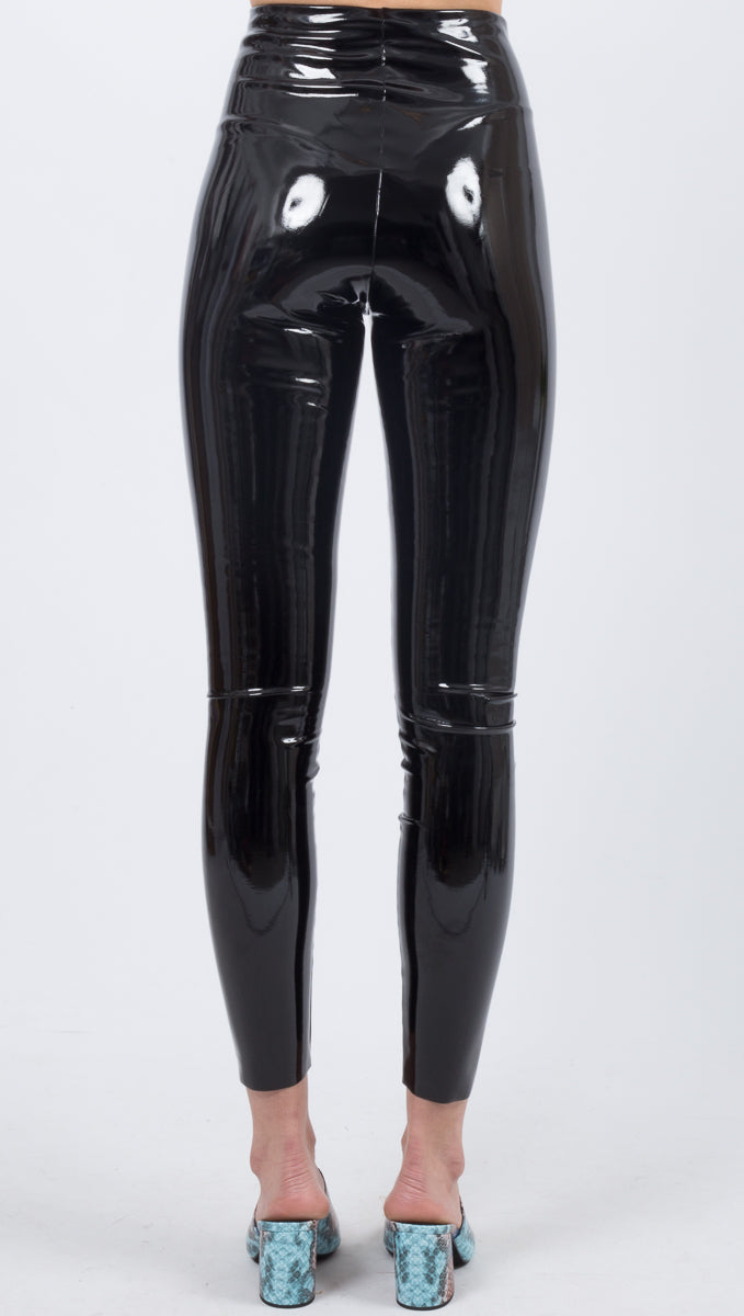 Faux Patent Leather Leggings - Black
