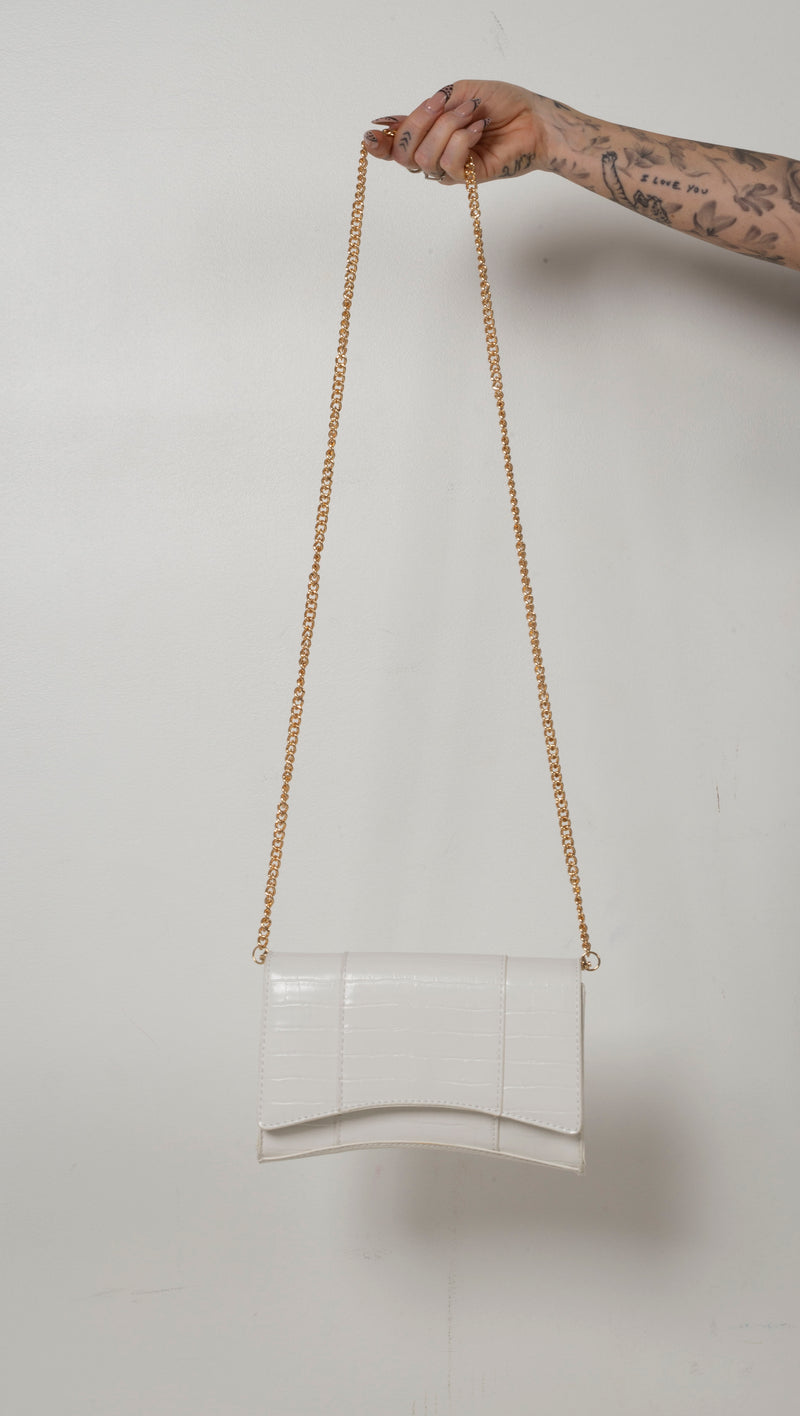 Louie Clutch - White Croc