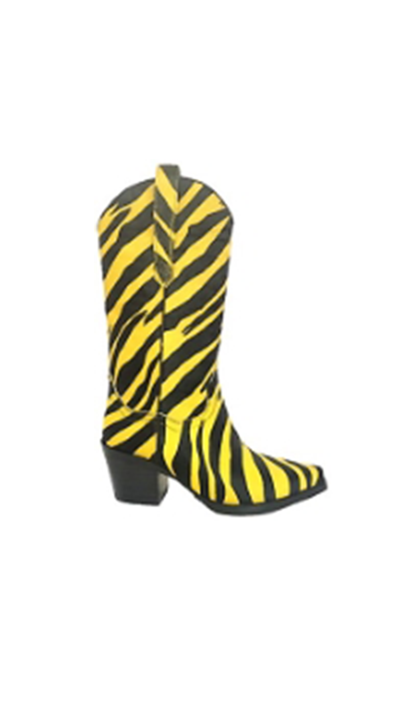 Dagget Mid Shaft Boots - Yellow/Black Zebra