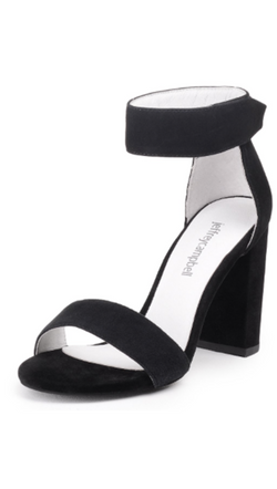 Black Suede Strappy Block Heel